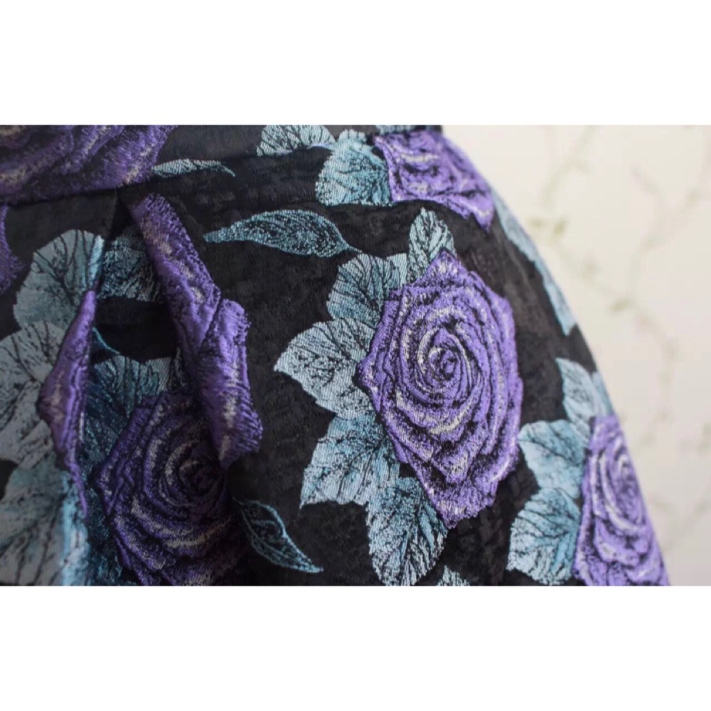 ✨Tailored blue rose jacquard embroidery mid skirt - Picture 3 of 3